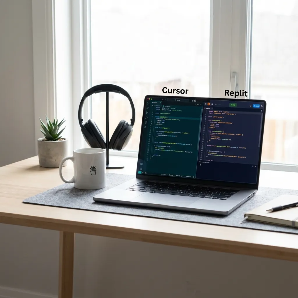 Grafik perbandingan visual Cursor, Lovable, dan Google Antigravity untuk vibe coding, menampilkan indikator kecepatan prototyping, kecocokan pemula, kontrol teknis, dan kompleksitas proyek bagi berbagai persona pengguna.