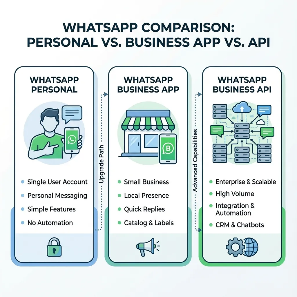 Perbandingan WhatsApp Personal vs Business vs API